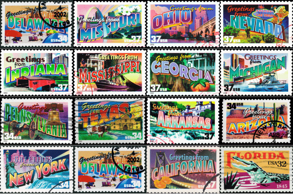 stamps states of usa