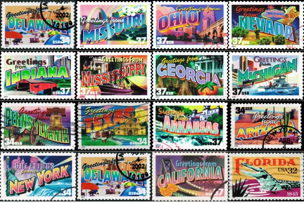 stamps states of usa