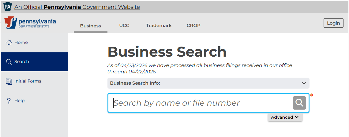Pennsylvania Business Name Search: How to Find and Register Your Business Name 1 Pennsylvania business search homepage