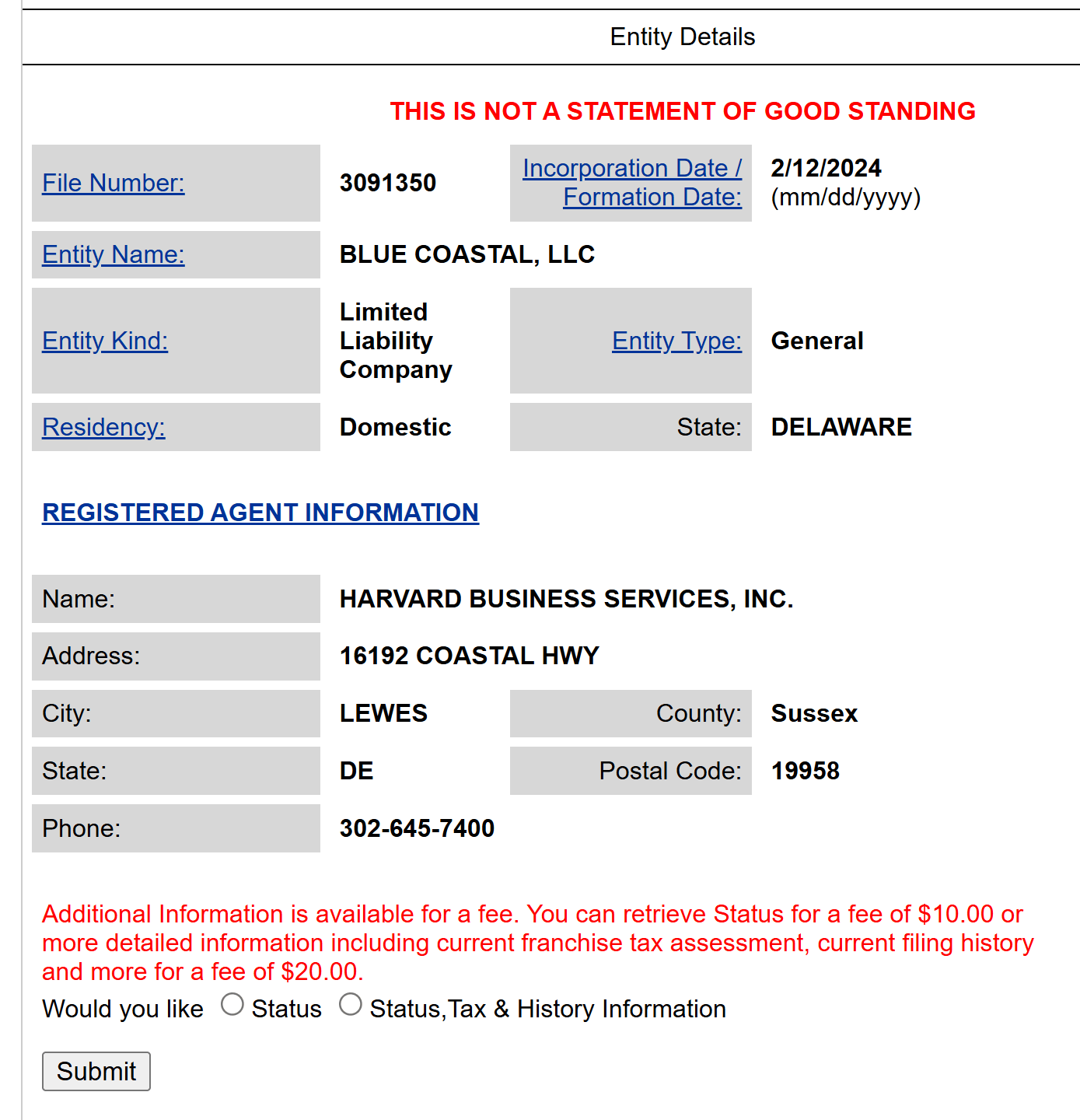 business entity search delaware