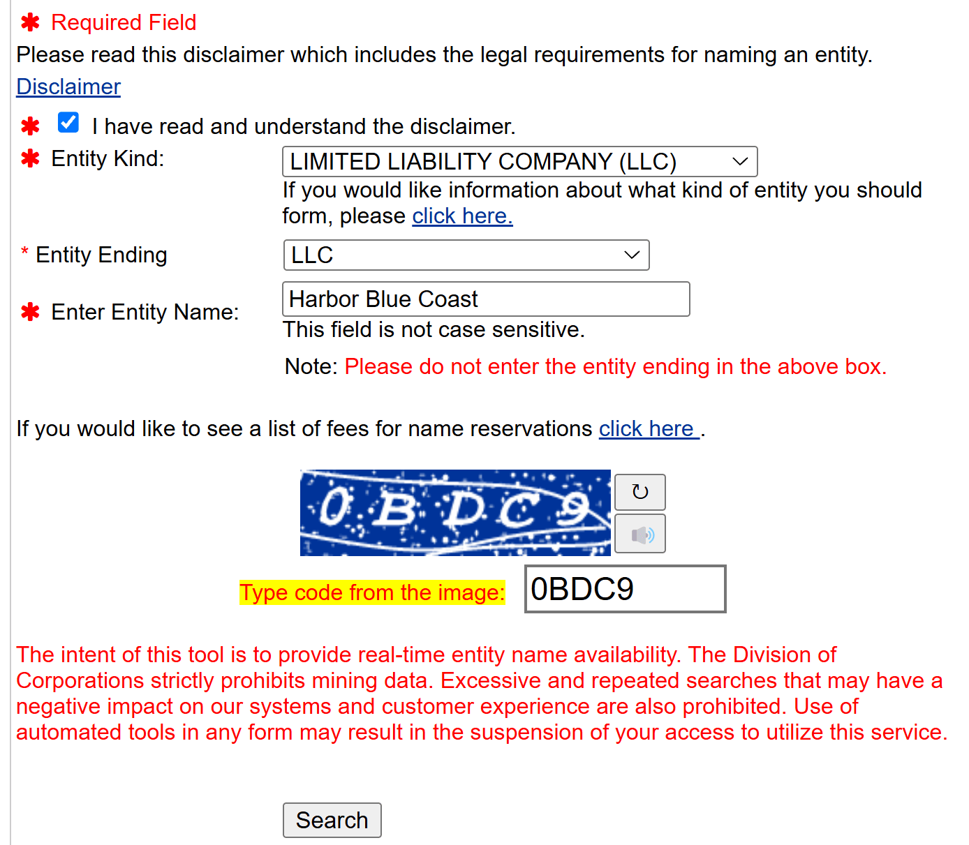 business entity search delaware