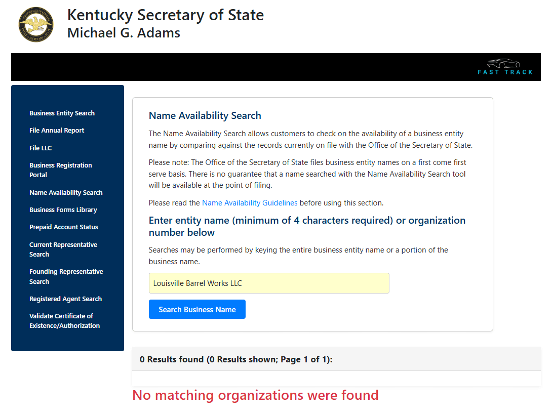 process business name lookup new KY