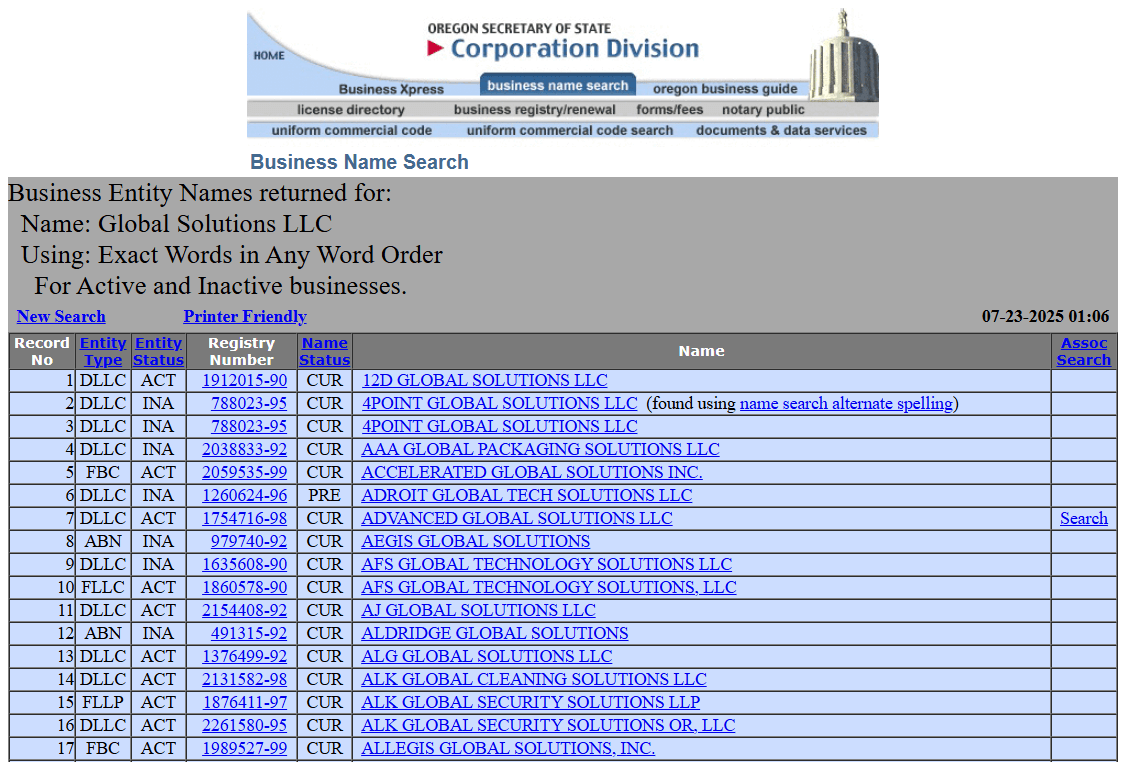 process business name lookup new mexico