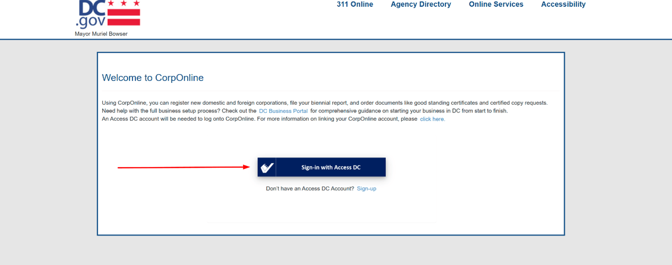 Login to CorpOnline via Access DC