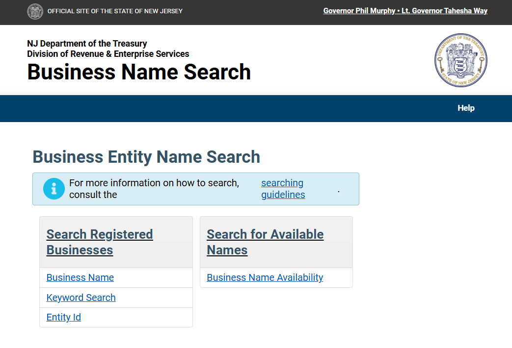 New Jersey Business Search — Name Availability & Records 1
