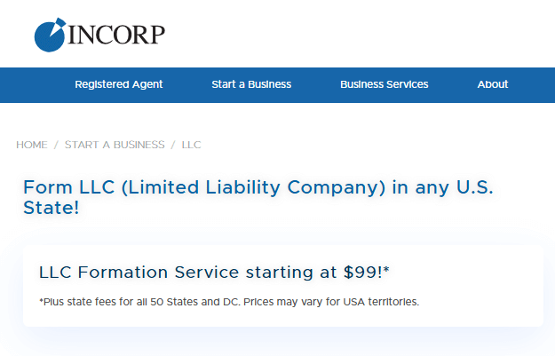 Northwest Registered Agent LLC formation service pricing