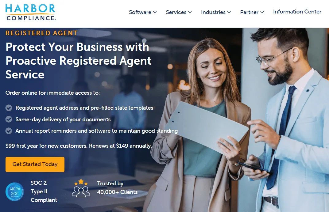 Harbor Compliance Registered Agent Service pricing