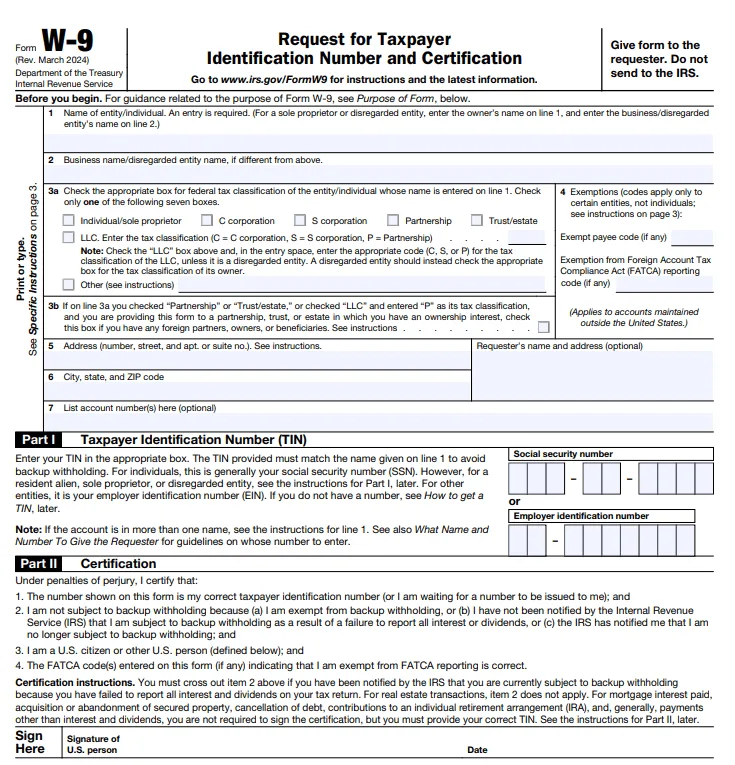 W-9 setup checklist for LLC vendors