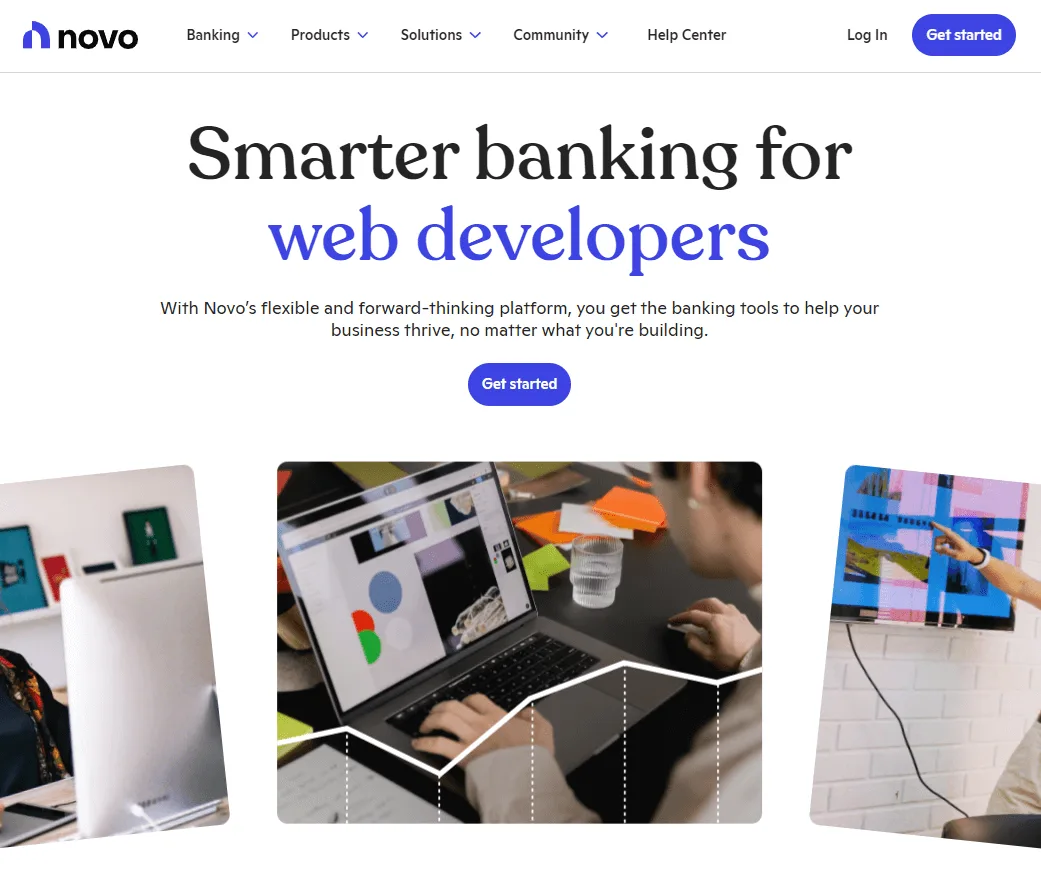 Novo business bank account homepage