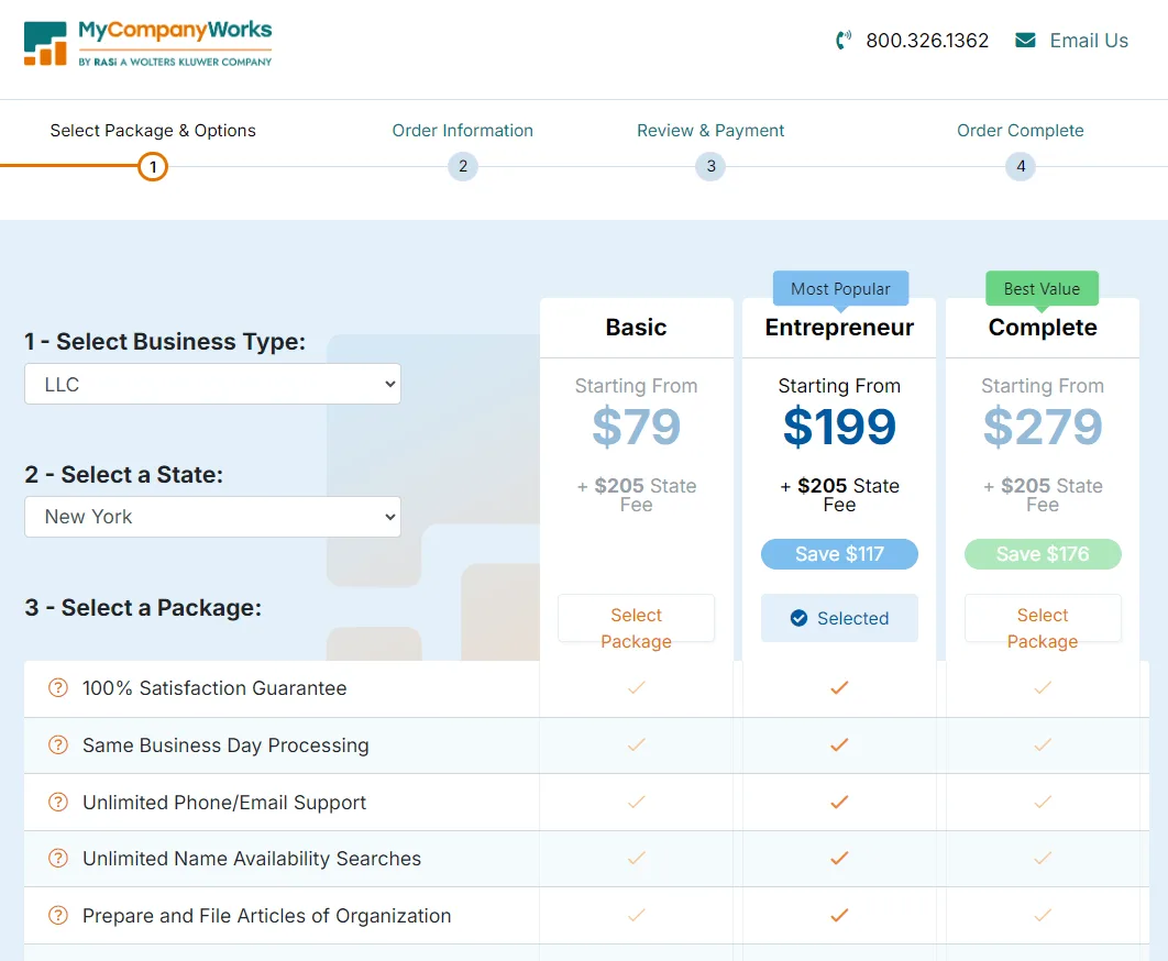 MyCompanyWorks Arizona LLC formation service pricing