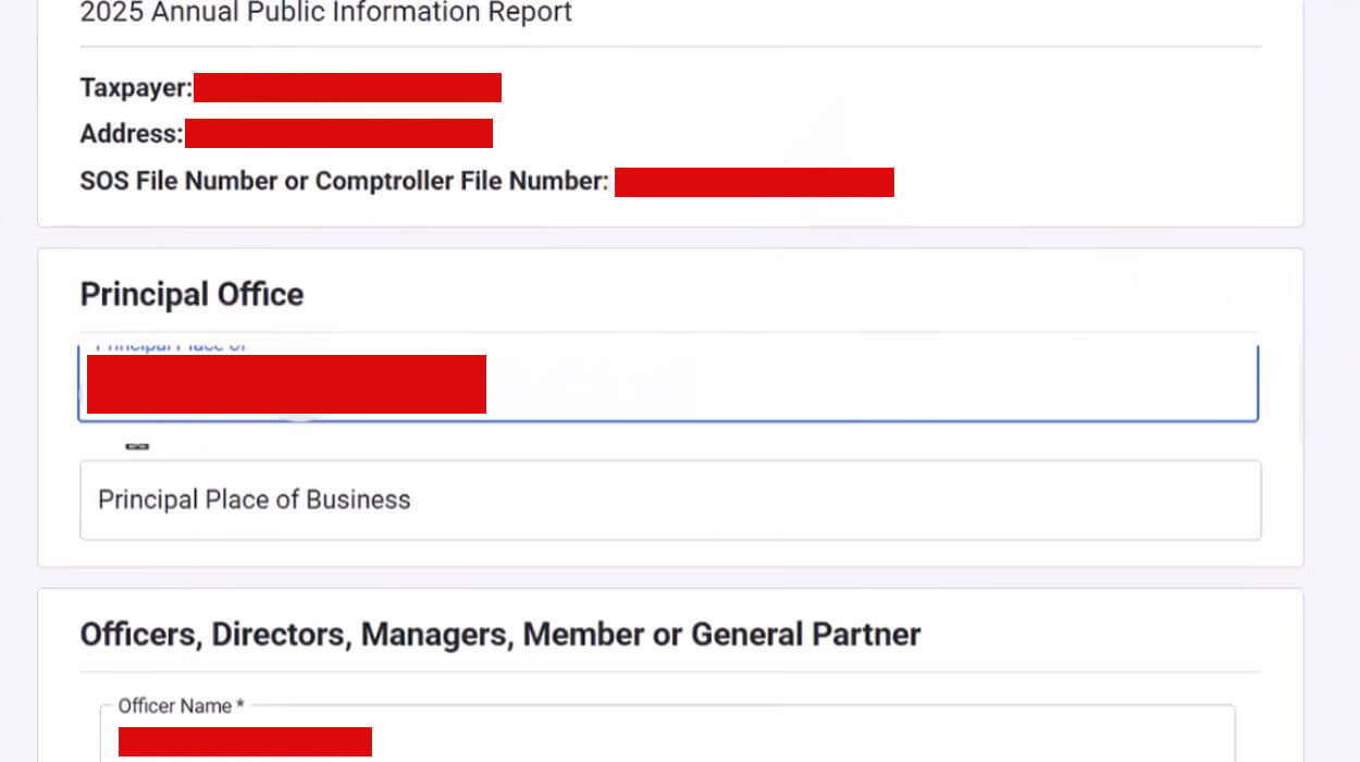 Texas Public Information Report: What It Is, Who Must File, and How to Submit It 5 PIR address section in WebFile
