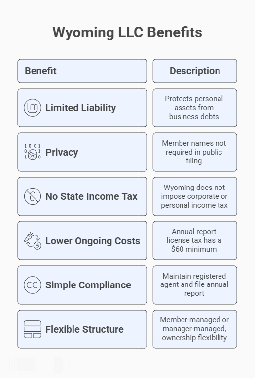 Wyoming LLC Benefits: Privacy, Low Costs, and Simple Compliance (2026) 1 Top Wyoming LLC benefits