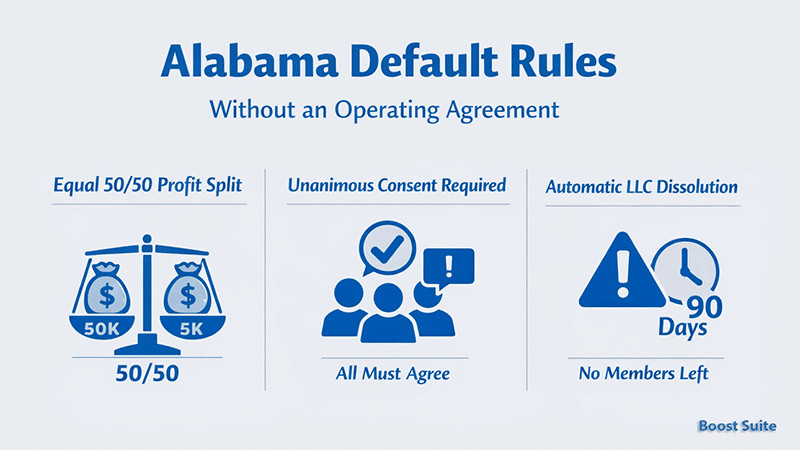 Alabama LLC Operating Agreement: What You Need + Free Template (2026) 1 Alabama Default Rules Without an Operating Agreement