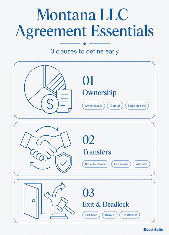 Montana LLC Operating Agreement: Defaults, Written Overrides, and Free 2026 Template 1 Montana LLC agreement essentials guide