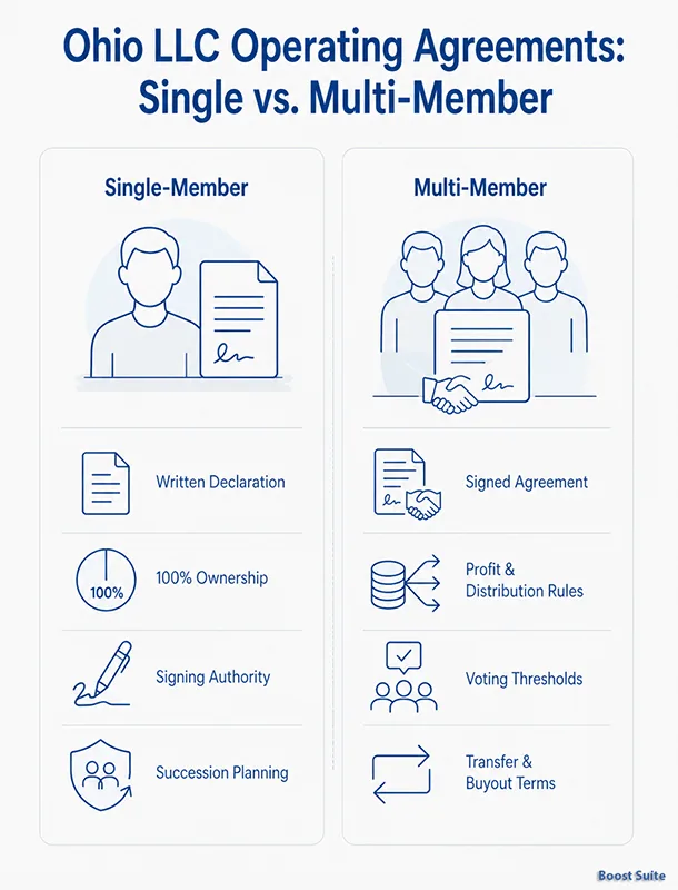 Ohio LLC operating agreements single vs multi member