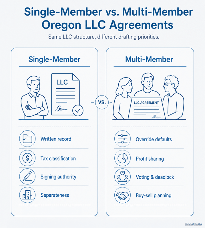 Free Oregon LLC Operating Agreement Template (PDF, 2026) 1 Single-member vs multi-member Oregon LLC agreements
