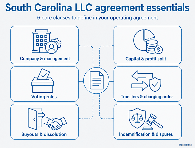 South Carolina LLC Operating Agreement: Free 2026 Template 1 South Carolina LLC operating agreement essentials illustration