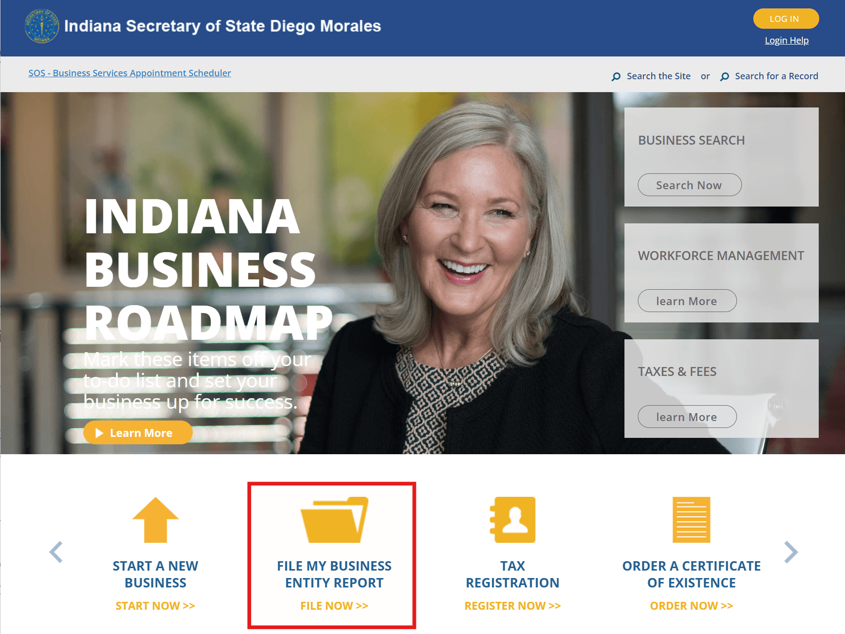 Indiana LLC Business Entity Report (Biennial 2026 Guide) 1 Starting an Indiana LLC business entity report through the INBiz portal