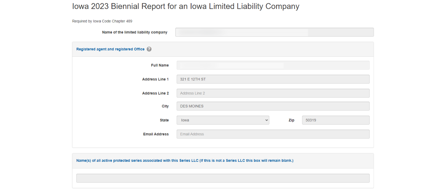 Iowa LLC Biennial Report: 2026 Filing Guide 4 Updating Iowa LLC registered agent, office address, and formation details