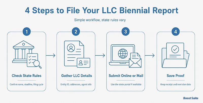 4-step workflow to file an LLC biennial report