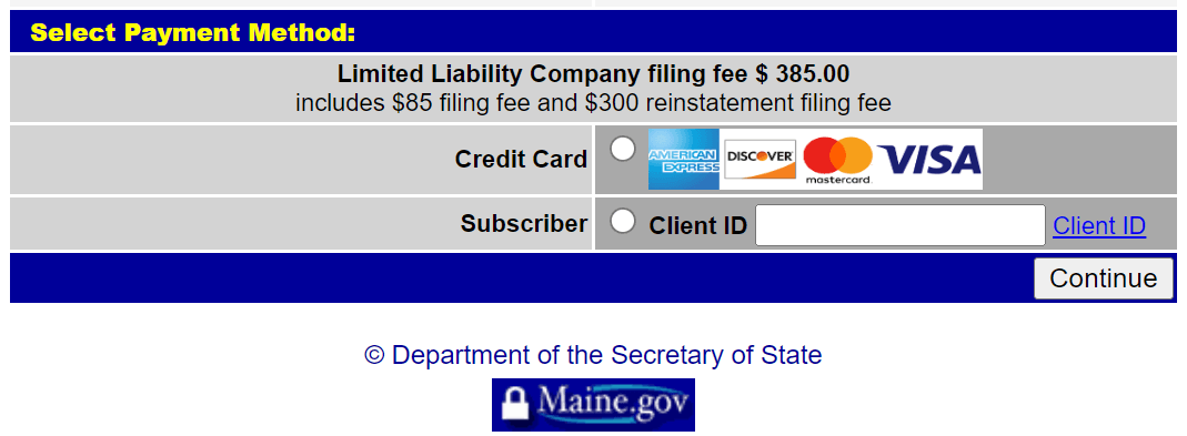 How to File a Maine LLC Annual Report by June 1, 2026 7 Choosing a payment method for a Maine LLC annual report filing