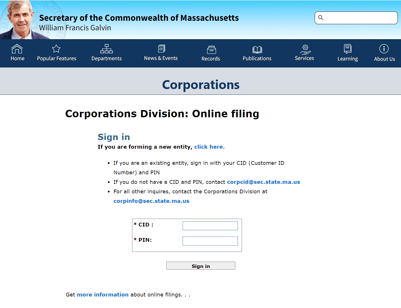 Massachusetts LLC Annual Report: $500 by Anniversary Date 1 Massachusetts Corporations Online Filing System for LLC annual report filing