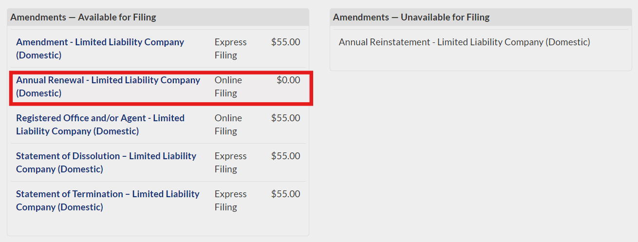 Minnesota LLC Annual Report: $0 to File, Due December 31 5 Choosing Annual Renewal as the filing type for a Minnesota LLC