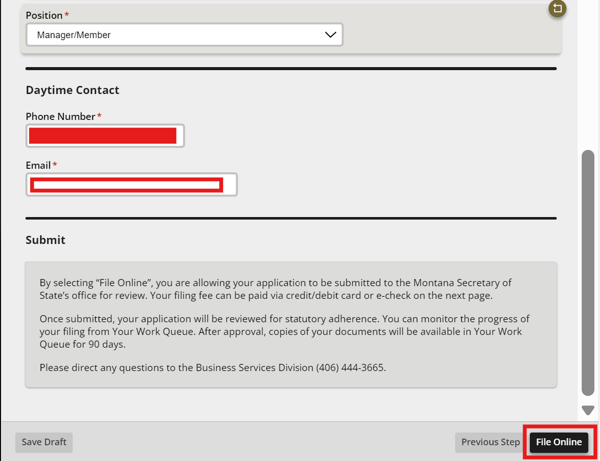 Filing a Montana LLC annual report online through the state portal