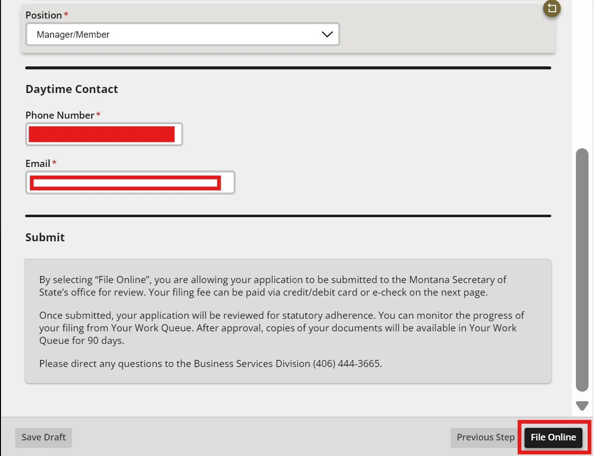Filing a Montana LLC annual report online through the state portal