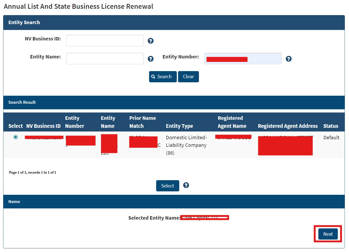 Nevada SilverFlume LLC search by entity number or NV Business ID