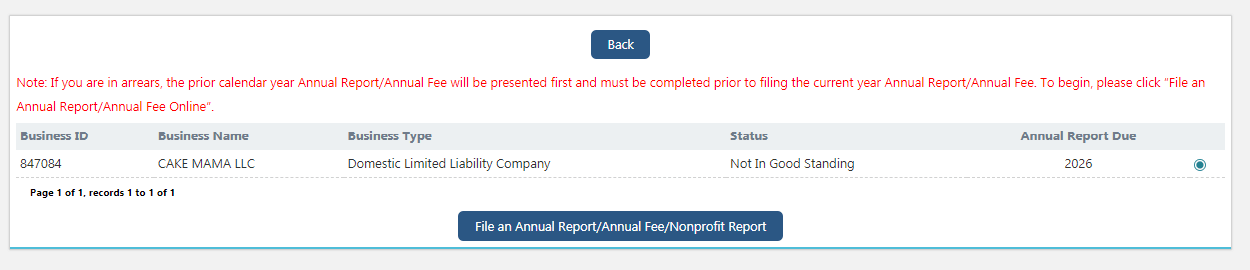 New Hampshire LLC Annual Report: 2026 Filing Guide 3 NH QuickStart annual report and annual fee filing button