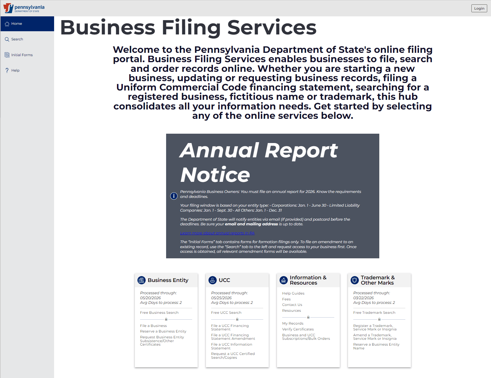 Pennsylvania LLC Annual Report After Act 122 (2026) 1 Pennsylvania Business Filing Services portal