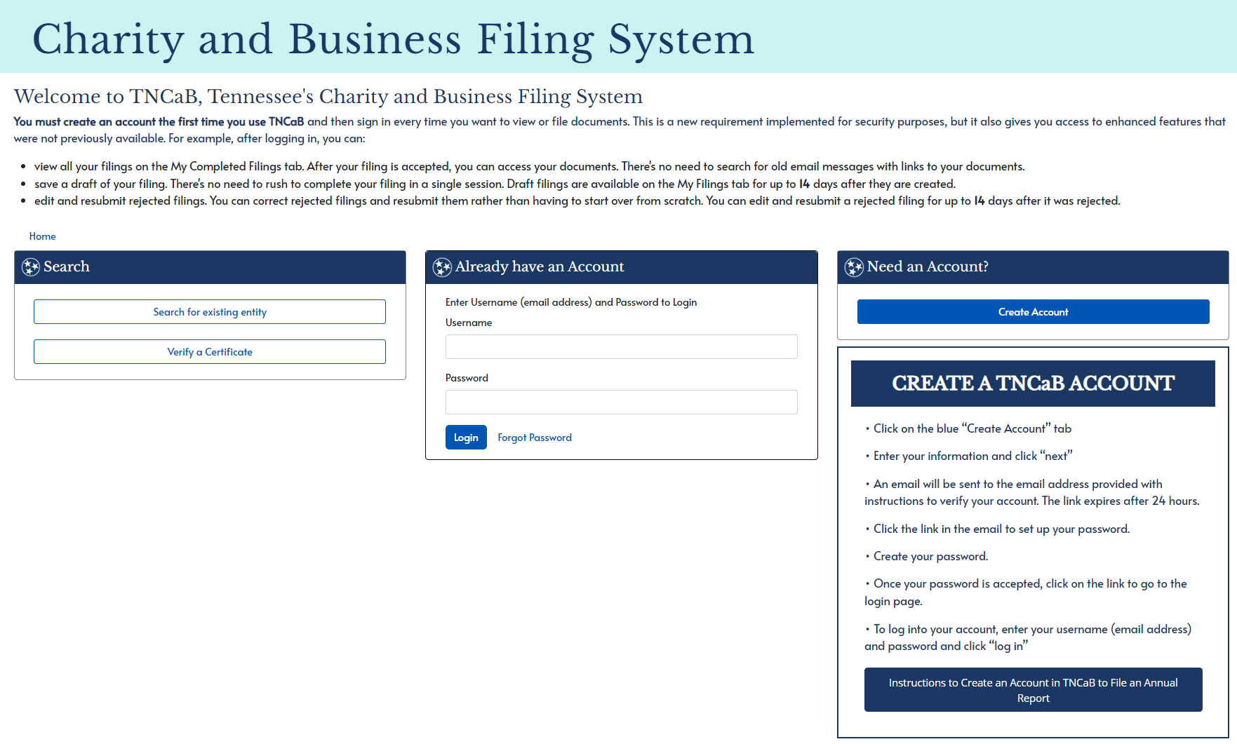 Tennessee LLC Annual Report: How to File Yours in 2026 1 TNCaB account sign in page for Tennessee annual report filing