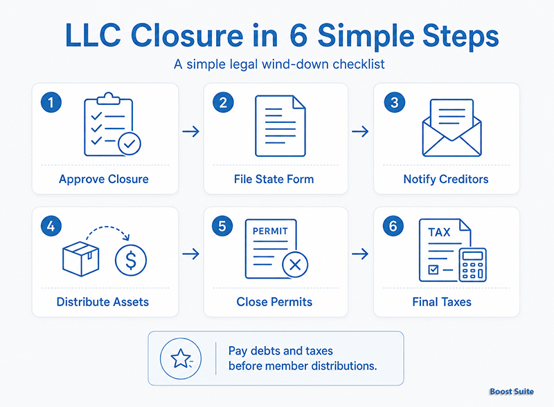 How to close an LLC? 1 Six-step LLC dissolution checklist