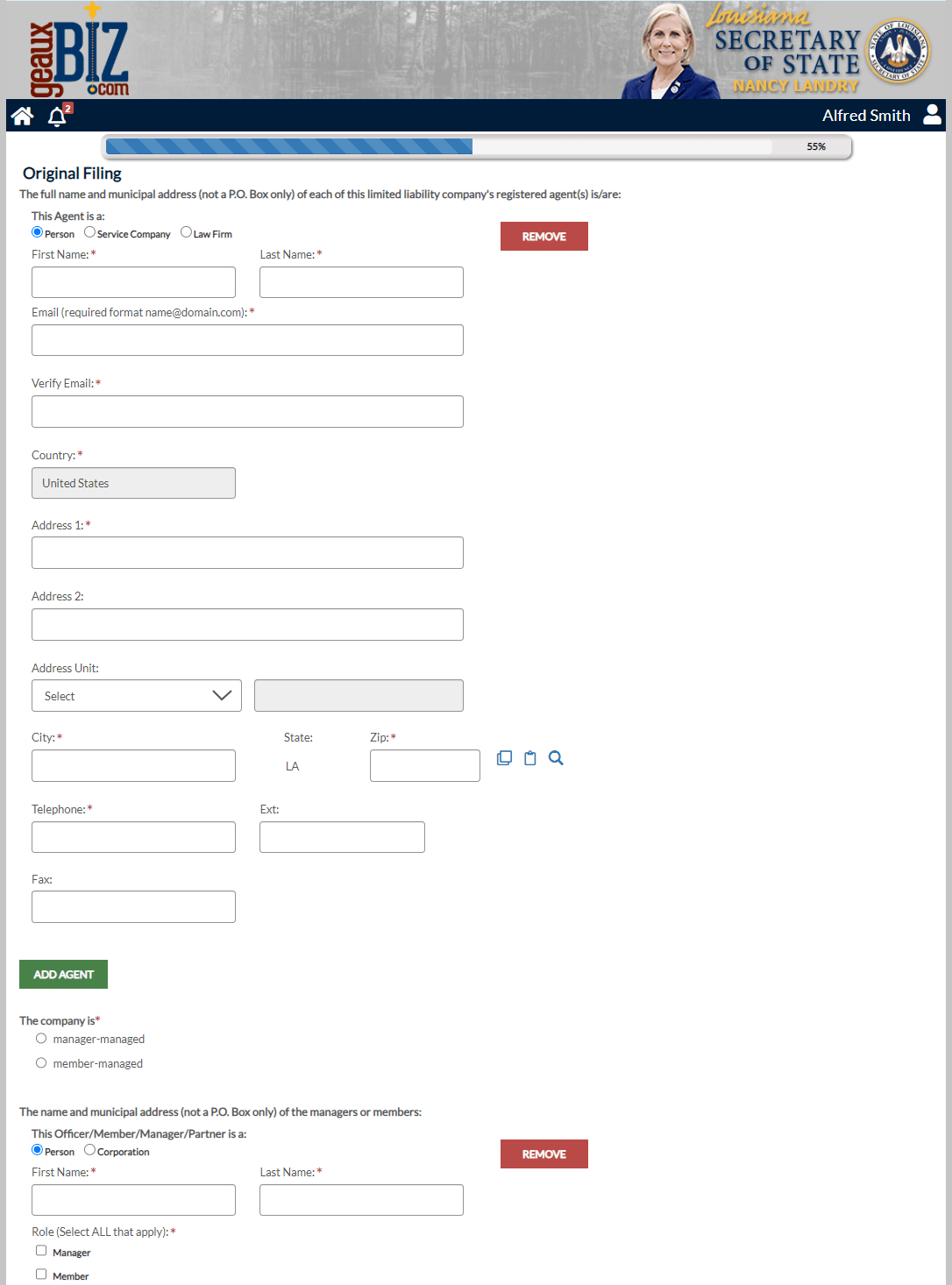 How to Form a Louisiana LLC on geauxBIZ: 2026 Filing Guide 2 Louisiana LLC Articles of Organization and Initial Report filing on geauxBIZ