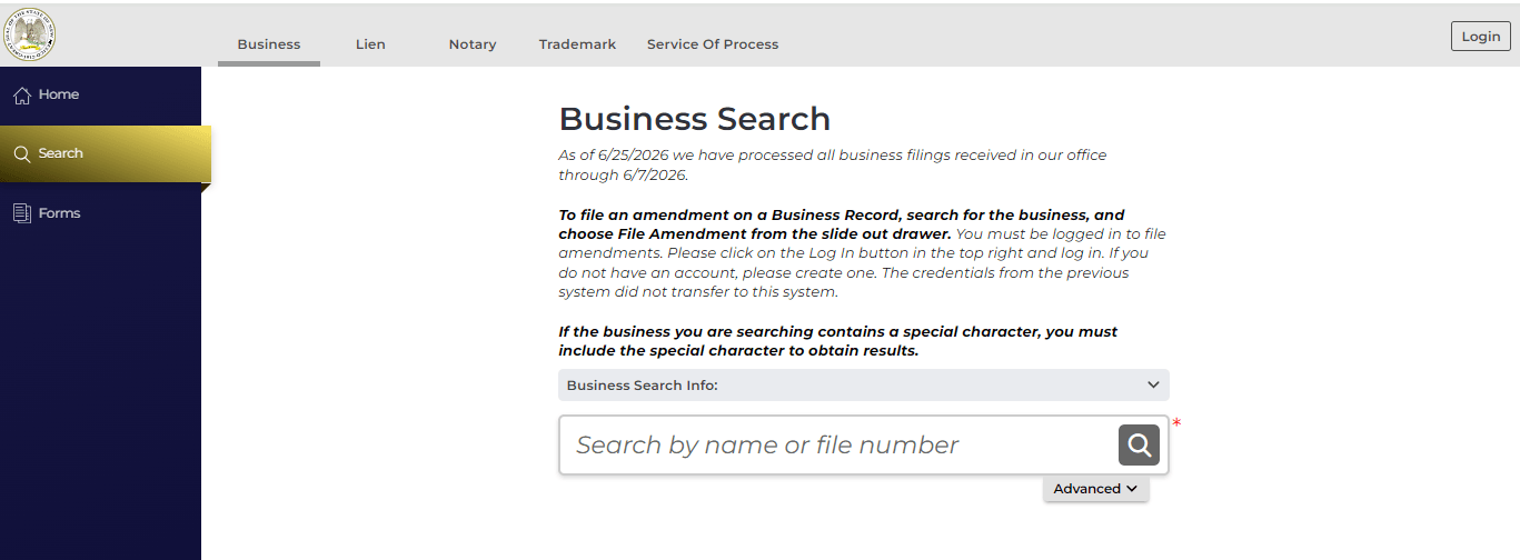 New Mexico business name search page