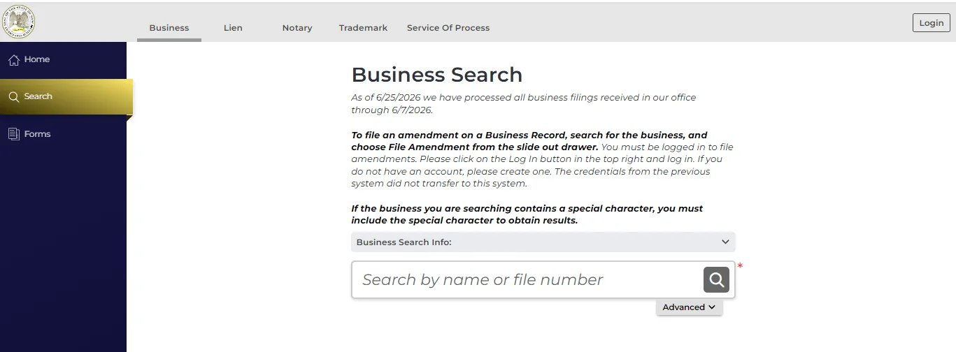 New Mexico business name search page