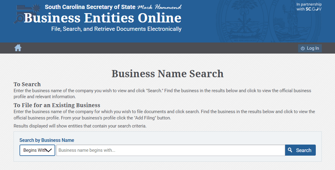 How to Start a South Carolina LLC: Cost, Filing, and Steps 1 South Carolina LLC name search on the Secretary of State business database