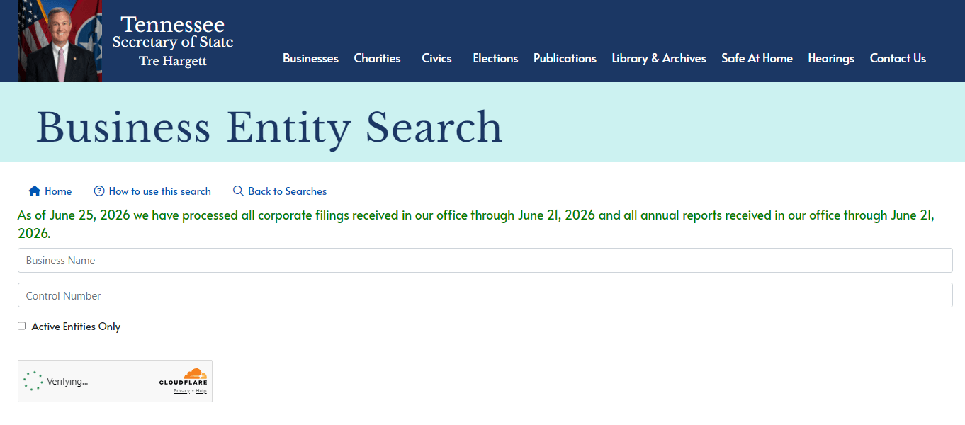 How to Start a Tennessee LLC, Step by Step in 2026 1 Tennessee LLC name availability search on the state business records
